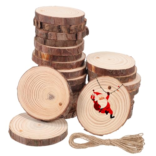 ARTIBETTER 25 Stück Holzscheiben Unlackierte Holzrunden mit Löchern für Diy Bastelprojekte und Hochzeitsdekorationen Juteseil für Anwendungen ARTIBETTER 25 Stück Holzscheiben Unlackierte Holzrunden mit Löchern für Diy Bastelprojekte und Hochzeitsdekorationen Juteseil für Anwendungen von Artibetter