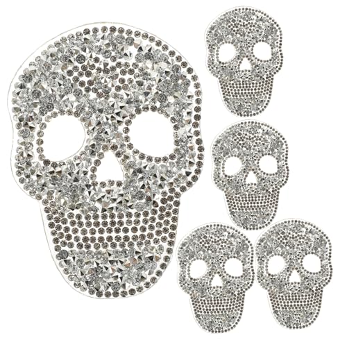 ARTIBETTER 25 Stück Skull Strass Patches Aufbügelbare und Aufnähbare Garment Patches für Kleidung Taschen und Hüte zur Reparatur und Dekoration von Textilien von Artibetter