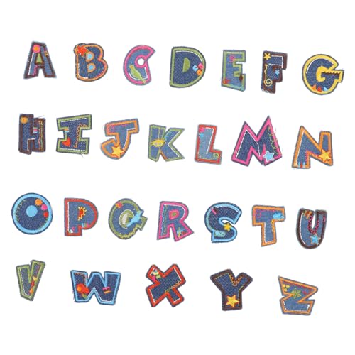 ARTIBETTER 26Stücke Alphabet Aufnäher zum Aufbügeln Kleine Flicken für Jeans Reparatur Gestickte Patch Applikationen Langlebig und Einfach Anzubringen für Kleidung von Artibetter