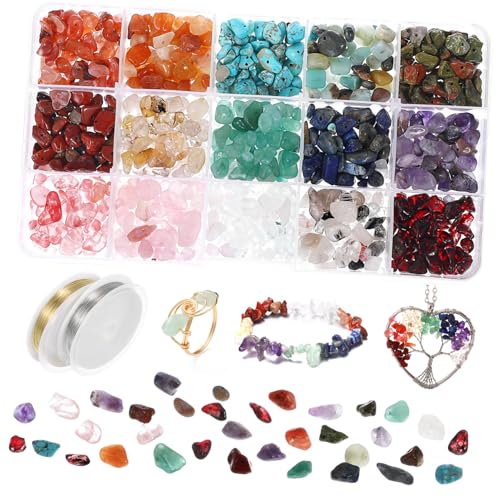 ARTIBETTER 2Rolle Natursteinperlen Farben Unregelmäßige Edelsteine mit Bohrlöchern für DIY Schmuckherstellung Kristallperlen zum Auffädeln von Armbändern und Mehr von Artibetter