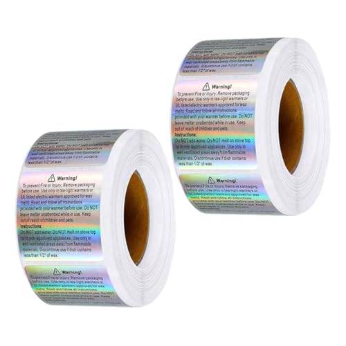 ARTIBETTER 2Rollen Holografische Wachsschmelz Warnetiketten Wasserdichte Sicherheitsaufkleber für Diy Kerzenbehälter Anpassbare Haftstarke Warnaufkleber für Kreative Projekte Etiketten pro ARTIBETTER 2Rollen Holografische Wachsschmelz Warnetiketten Wasserdichte Sicherheitsaufkleber für Diy Kerzenbehälter Anpassbare Haftstarke Warnaufkleber für Kreative Projekte Etiketten pro von Artibetter