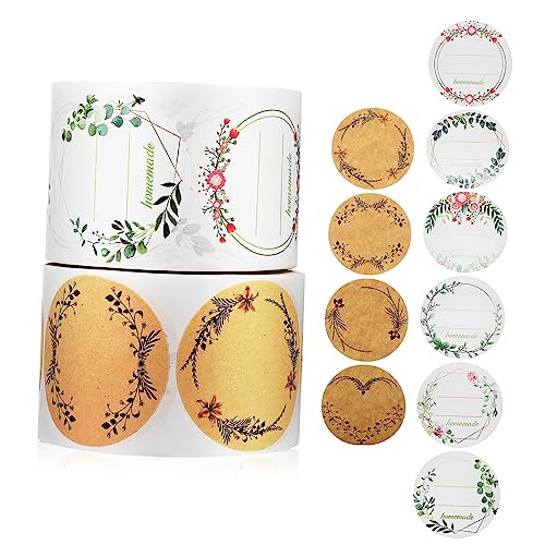 ARTIBETTER 2Rollen Selbstklebende Geschenketiketten im Pflanzenkranz Design für Geschenktüten Karten und Umschläge Geburtstage Hochzeiten und Besondere Anlässe von Artibetter