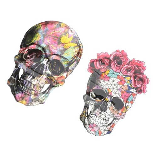 ARTIBETTER 2Stücke Halloween Aufbügelflicken Set Mit Schädel Design DIY Wärmeübertragungsaufkleber Für Textildekoration Und Festlichkeiten von Artibetter