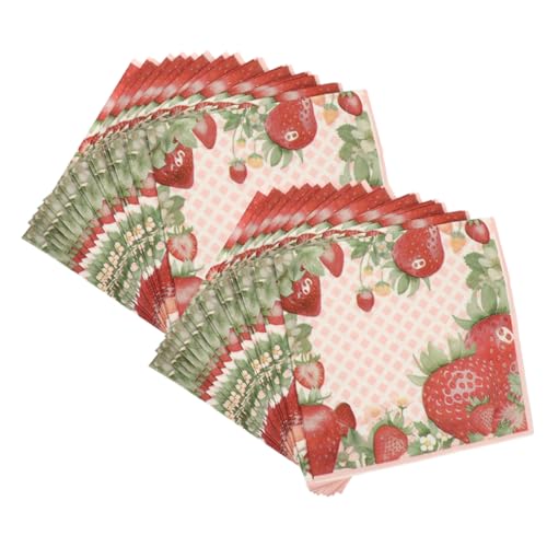 ARTIBETTER 2er-pack Erdbeer -gedruckte Serviette Thematisiert Erdbeerpartyzubehör Erste Rosa Braut- Gäste Und Dekoration Mittagessen Erdbeere Servietten Für Die Brautparty Dekorativ Zellstoff von Artibetter