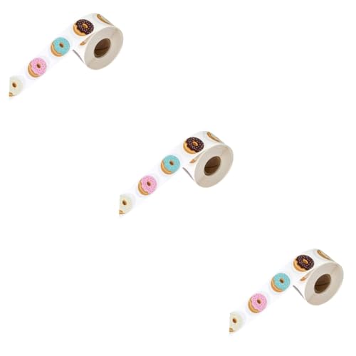 ARTIBETTER 3 Rollen Donut Design Aufkleber Selbstklebende Etiketten für Backverpackungen für Partys und Diy Projekte Dekorative Etiketten für Geschenktüten und von Artibetter