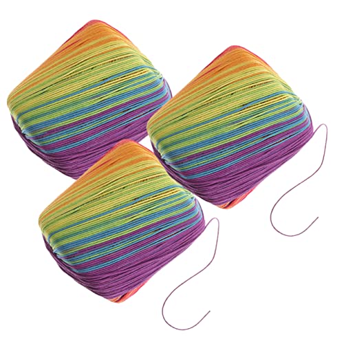 ARTIBETTER 3 Rollen Gefärbtes Baumwollgarn für DIY Handarbeiten zum Häkeln von Schals Mützen und Decken Weiches Hautfreundliches Garn Regenbogenfarben von Artibetter