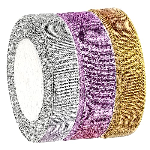 ARTIBETTER 3 Rollen Geschenkband Glitzerndes Dekorationsband für DIY Partydekoration und Bastelprojekte Langlebig Waschbar und Individuell Zuschneidbar von Artibetter