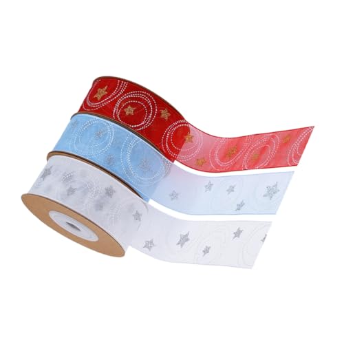 ARTIBETTER 3 Rollen Geschenkband Weihnachten Sternmuster Polyester Schleifenband für Geschenkverpackung Geschenkdeko DIY Basteln Farben Weiß Blau Rot Festliche Weihnachtsdekoration ARTIBETTER 3 Rollen Geschenkband Weihnachten Sternmuster Polyester Schleifenband für Geschenkverpackung Geschenkdeko DIY Basteln Farben Weiß Blau Rot Festliche Weihnachtsdekoration von Artibetter