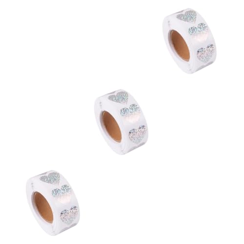 ARTIBETTER 3 Rollen Herzförmige Aufkleber Selbstklebende Etiketten für Kreative Verpackungen Bunte Sealing Sticker für Partys und von Artibetter