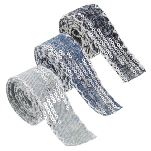 ARTIBETTER 3 Rollen Pailletten Denim Band Breit Lang Glitzerborte für DIY Kleidung Kopfband Schleifen Vielseitige Dekoration Farblich Abgestimmte - Mittel Dunkelblautöne ARTIBETTER 3 Rollen Pailletten Denim Band Breit Lang Glitzerborte für DIY Kleidung Kopfband Schleifen Vielseitige Dekoration Farblich Abgestimmte - Mittel Dunkelblautöne von Artibetter