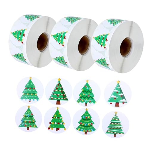 ARTIBETTER 3 Rollen Weihnachtsbaum Geschenkaufkleber Selbstklebende Etiketten für Geschenkverpackung pro Festliche Sealing Label Sticker für Briefumschläge und Dekoration von Artibetter