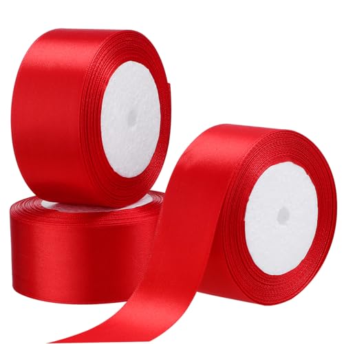 ARTIBETTER 3 Rollen verpackung Band Weihnachten rosa Schleife für Bänder zum Verpacken farbig Tuch seidenband Wickelband Geschenkbänder ein Verpackungsband Polyester von Artibetter