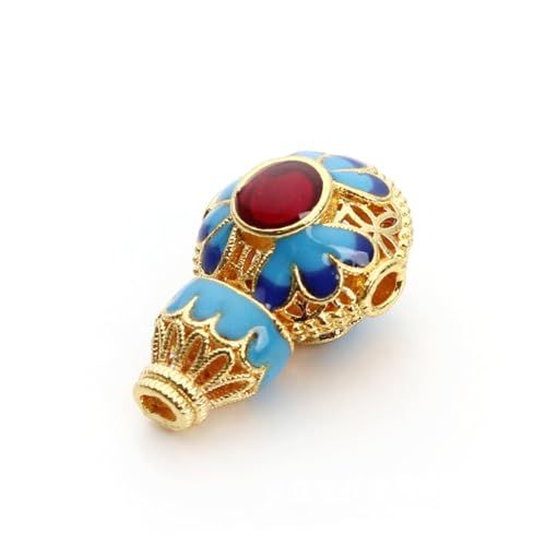 ARTIBETTER 3 STÜCKE Teiliges Cloisonné Schmuckperlen mit Großem Loch Blau Emaillierte Kunstvoll Gravierte DIY Bastelperlen für Kreative Schmuckherstellung Langlebig und Modisch für DIY von Artibetter