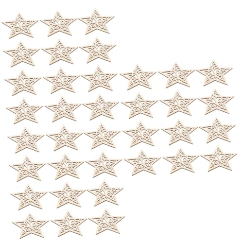 ARTIBETTER 3 Sätze Fünf-punkte-sternholzchip-dekoration Sternverzierungen Sternenhandwerk Ornamente Silberne Sterne Reiz Klein Malerei Anhänger Stern-anhänger Sterndekor Beige 50 Stück * 3 von Artibetter