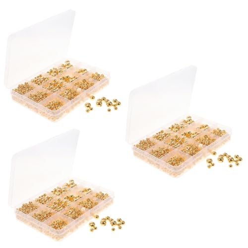 ARTIBETTER 3 Sätze Goldenes Perlenzubehör Perlen Für Schmuckhersteller Sortiert Uv Goldene Abstandsperlen Material Zur Herstellung Von Armbändern Harz 1250 Stück * 3 von Artibetter