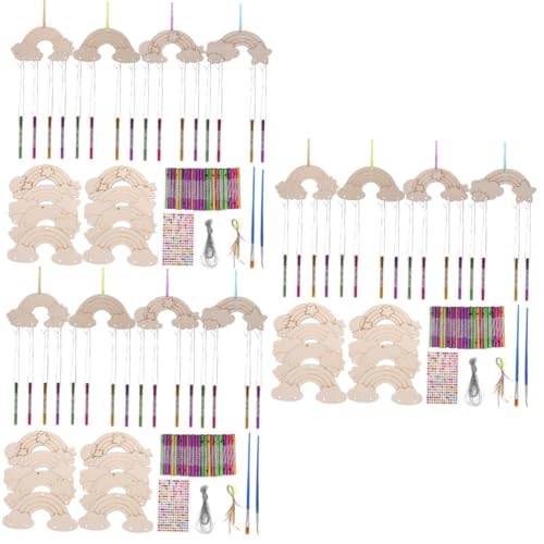 ARTIBETTER 3 Sätze Hölzer Malerei Stil Chime Schmuck Schmuck Windspiele Bausatz Anhänger Unfertiges Windspiel- Windspiel Handwerk Windspiel Gartendeko Balkon Windspiel Holz von Artibetter