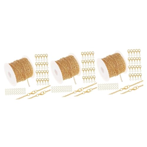 ARTIBETTER 3 Sätze Kettenset mit Karabinerverschluss Halsketten Schließe Kette zur Schmuckherstellung Handwerk Schmuckbefund Sprungringe Ketten verbinden Zinklegierung Golden von Artibetter