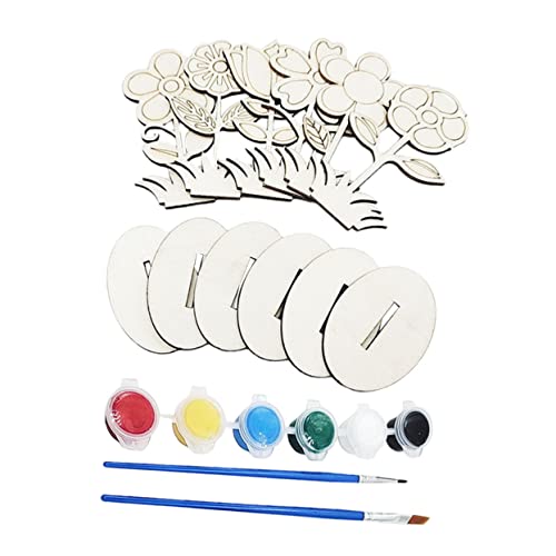 ARTIBETTER 3 Sätze Kleine Blumenornamente Stand Herstellung Frühling Hängend Kreativ Party Drinnen Dekoration Blumendekor Leere Graffiti Basteln Für Malen Khaki Hölzern von Artibetter