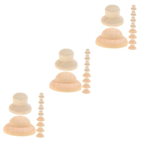 ARTIBETTER 3 Sätze Malerei Peg Puppen Hut Miniatur-puppenhüte Diy -handwerkshüte Diy Leere Peg-puppen-mütze Hut Für Peg-puppen Diy Graffiti-puppenhut Holz Beige 40 Stück * 3 von Artibetter