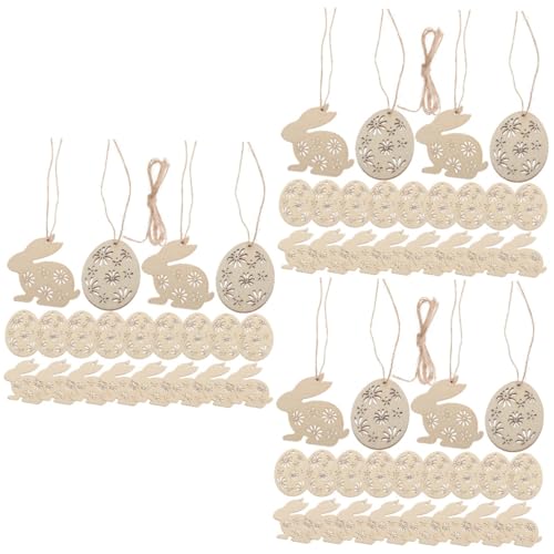ARTIBETTER 3 Sätze Osterdeko-anhänger Dekoration Ornament Wohndeko Selber Machen Osterdeko Basteln Diy Holzdeko Ostern Osterhasen Aus Holz Osterausschnitte Holzausschnitte Beige 25 Stück * 3 von Artibetter