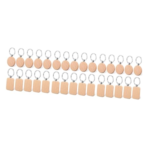ARTIBETTER 3 Sätze Teiliges Holz Schlüsselanhänger Blanko Runde Und Rechteckige Form Für Diy Basteln Gravur Und Dekoration Für Namensschilder Und 10 Stück * 3 von Artibetter