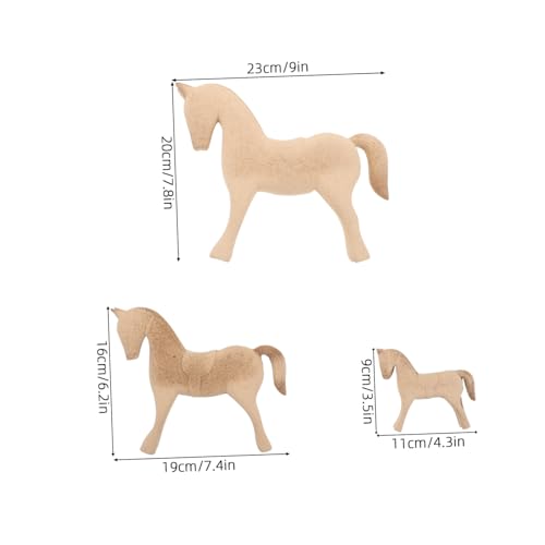 ARTIBETTER 3 Stück Unvollendete Holzpferd Figuren DIY Bemalbar Holzschnitzerei Tier Skulptur Vintage Dekoration für Zuhause Büro Tisch Ornamente von Artibetter