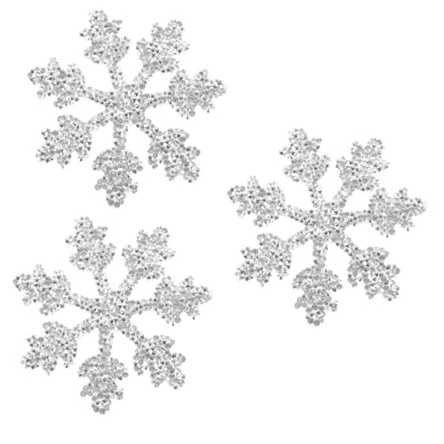 ARTIBETTER 3 Stück abriebfeste Kleidungsflicken Schneeflocke Strass gestickte Aufnäher mit Schneeflocken Hutflecken Schneeflocken-Aufnäher Cartoon-Hut-Patches zarte Eisenflecken Plastik von Artibetter