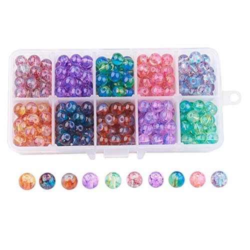 ARTIBETTER 300 Stück Glasperlen für Schmuck Handgefertigte Rissige Glasperlen Zubehör für DIY Armbänder für Bastelprojekte und Schmuckdesign von Artibetter