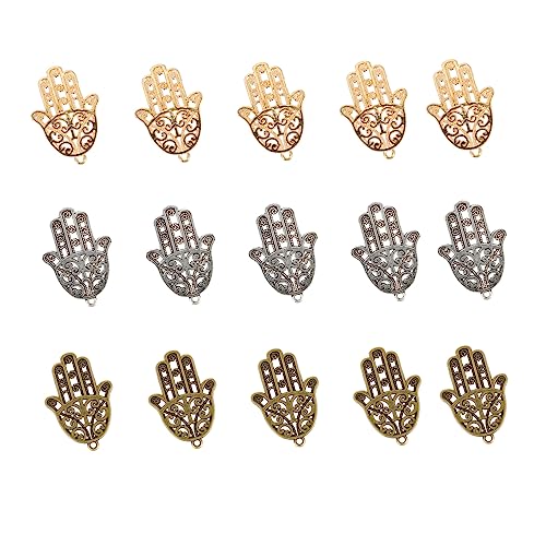 ARTIBETTER 30Stücke DIY Schmuckverschluss Vintage Hand Palm Anhänger für Armbänder Einschließlich Antik Antik Silberner und Goldener von Artibetter
