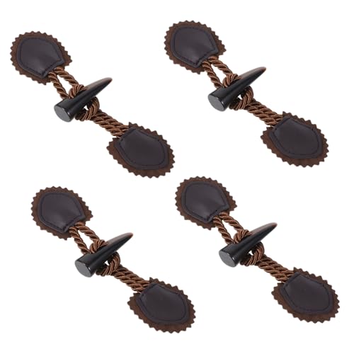 ARTIBETTER 4 Paar Hornknopf Mantelknöpfe Pullover Knebel Hornknopf Für Kleidung Mäntel Knöpfe Knebelverschlüsse Nähverschluss Schnalle Knebelknöpfe Kuh Vintage Vier Kaffee Harz von Artibetter