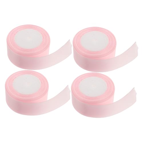 ARTIBETTER 4 Rollen Blumen Geschenkband Süßes Band Geschenkbänder Geburtstags Satinband Drahtband Blumenband Happy Ribbon Bänder Zum Basteln Geburtstags Geschenkband Polyester Rosa von Artibetter