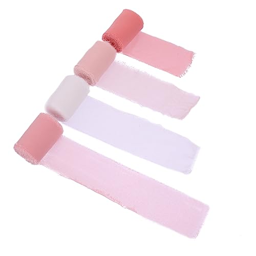 ARTIBETTER 4 Rollen Breites Fransenband für Hochzeitsdekoration Geschenkverpackungen und Blumensträuße Chiffonbänder Nude Koreanisch und Reinweiß von Artibetter