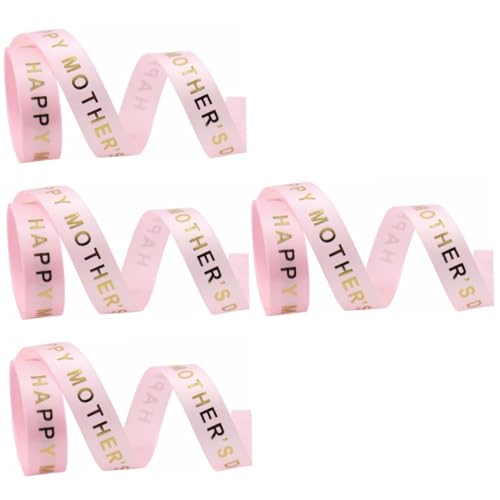 ARTIBETTER 4 Rollen Festlicher dekorativer Gürtel geschenkband pink Rosa Geschenkband Dekoratives Band für Muttertag Schleife Geschenkbänder ein Verpackungsband DIY-Bänder Polyester von Artibetter