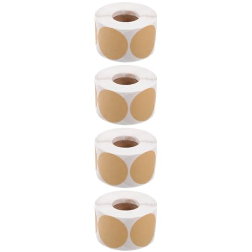 ARTIBETTER 4 Rollen Runder Kraftaufkleber Etikett Klebrig Zahlenaufkleber Zeitschriftenaufkleber Aufkleber Mit Namensschild Runder Aufkleber Namensaufkleber Sortieraufkleber Kraftpapier von Artibetter