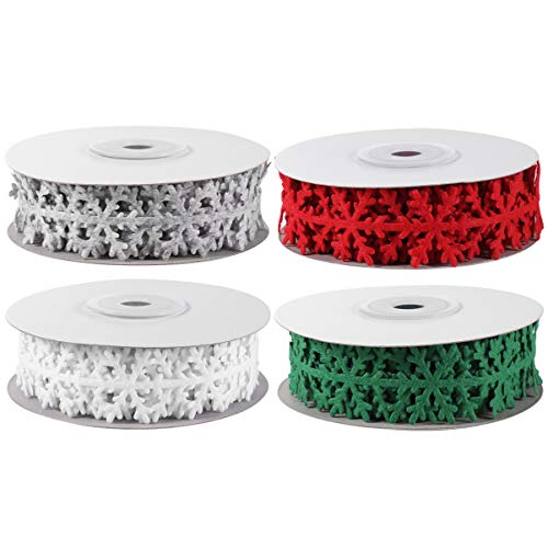 ARTIBETTER 4 Rollen Weihnachtliches Geschenkband À Rot Grün und Weiß Langlebig und Hautfreundlich zum Basteln Verpacken und Scrapbooking von Artibetter