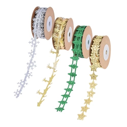 ARTIBETTER 4 Rollen Weihnachtsband mit Glitzerschneeflocken Präge-dekorationsband mit Rentiermotiv Vielseitig für Geschenkverpackung Diy-kranz Weihnachtsbaumdeko Flexibel Langlebig ARTIBETTER 4 Rollen Weihnachtsband mit Glitzerschneeflocken Präge-dekorationsband mit Rentiermotiv Vielseitig für Geschenkverpackung Diy-kranz Weihnachtsbaumdeko Flexibel Langlebig von Artibetter