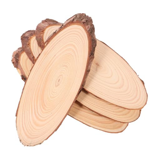 ARTIBETTER 4 STÜCKE Ovale Naturbelassene Holzscheiben Unbehandelte Holzteile für DIY Bastelprojekte Rustikale Hochzeits Weihnachtsdeko mit Natürlicher Holzmaserung von Artibetter