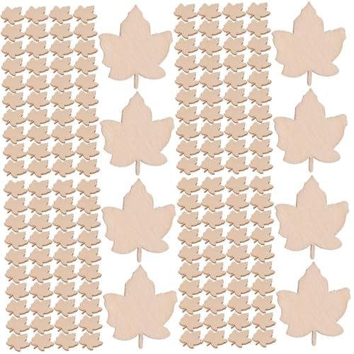 ARTIBETTER 4 Sätze Ahornblattzubehör Party Scheiben Blätter Dekorationen Bausatz Hochzeitsschmuck Aus Holz Ahornblatt-holzscheibe Holzverzierungen Hölzern Beige 100 Stück * 4 von Artibetter
