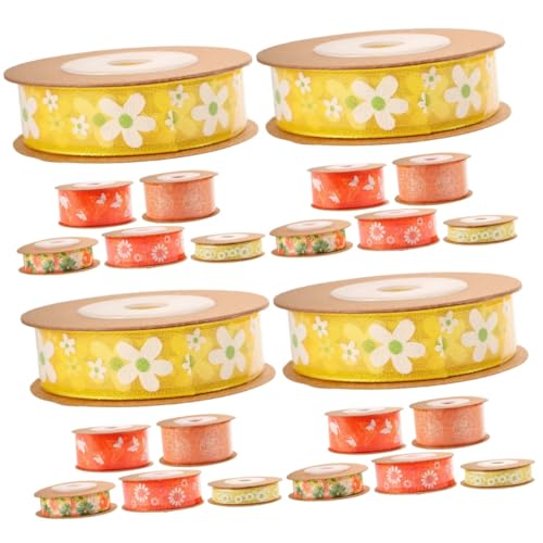 ARTIBETTER 4 Sätze Festival Geschenkband Satinband Mit Blumenmuster Vielseitiges Bastelband Für Diy Projekte Pro Dekorieren Und Verpacken Von Geschenken 6 Rollen * 4 von Artibetter