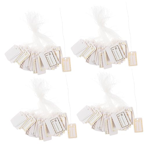 ARTIBETTER 4 Sätze Hängende Preisschilder Farbig Etiketten Binden Aufgereihte Markierungsschilder Schüttgut Schmuck Bunt Hängende Tags Stichworte Papier Golden 500 Stück * 4 von Artibetter