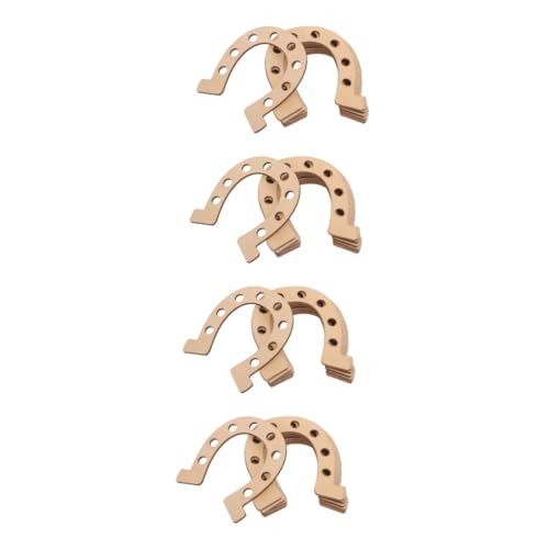 ARTIBETTER 4 Sätze Holz Anhänger Leere Hufeisenausschnitte Hochzeitshufeisen Basteln Hufeisenchips Handwerk Graffiti-chips -holzspäne Graffiti-zubehör Malscheibe Beige 10 Stück * 4 von Artibetter