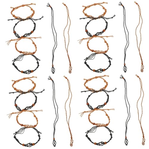 ARTIBETTER 4 Sätze Kordelhalter für Naturstein Halskette und Armband Verstellbares Handgefertigtes Netz für Schmuckherstellung Teiliges Schwarz und Braun für Diy Projekte und Kreative Anlässe von Artibetter