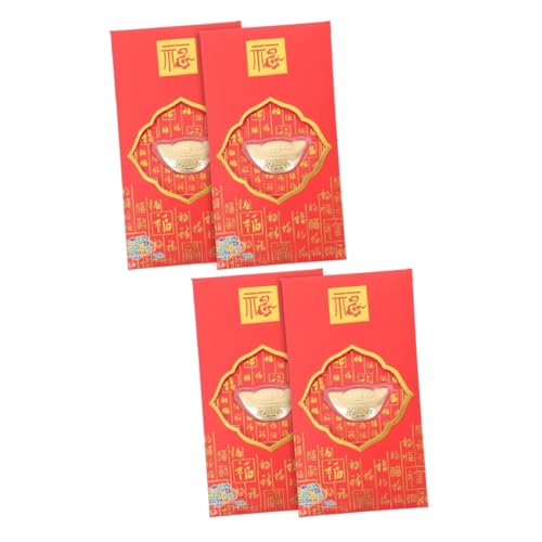 ARTIBETTER 4 Stck Teiliges Rotes Umschlag Geschenkpapier Neujahrs Geldumschlag mit Goldfolie für Chinesisches Frühlingsfest und Kaninchenjahr Feierlichkeiten von Artibetter