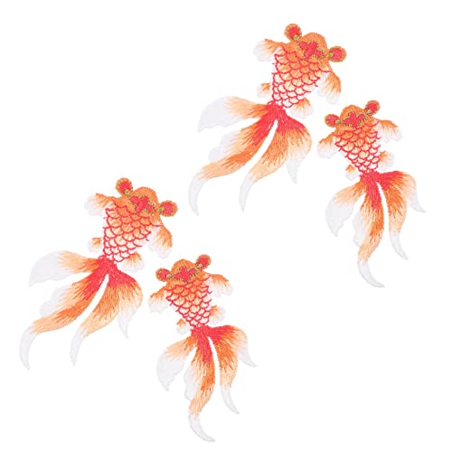 ARTIBETTER 4 Stück Goldfisch Aufnäher Diy Kleidung Patches für Jeans Applikationen Orange Stickerei Dekoration für Shirts Taschen Hüte und Mehr von Artibetter