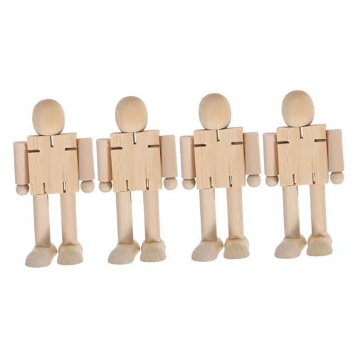ARTIBETTER 4 Stück Holzroboter Unvollendete Puppenkörper Malspielzeug Roboter Steckpuppe Farbe Holzfigur Holzsteckfigur Holzpuppe Roboter Holzfiguren Holzpuppen Zum von Artibetter