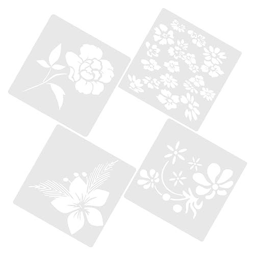 ARTIBETTER 4 Stück Teiliges Blumenmuster Schablonen für DIY Bastelprojekte Scrapbooking und Malerei Wiederverwendbare Vorlagen für Dekorationen Verschiedenen Oberflächen von Artibetter