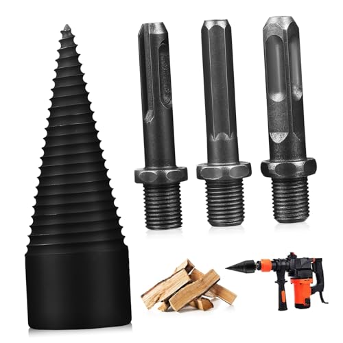 ARTIBETTER 4 Stück Teiliges Holzspalter Bohrerset aus Stahl Robust und Langlebig Anschlussstangen Einfach zu Montieren Vielseitig Einsetzbar für Brennholzspalten bei Haushalt und Outdoor von Artibetter