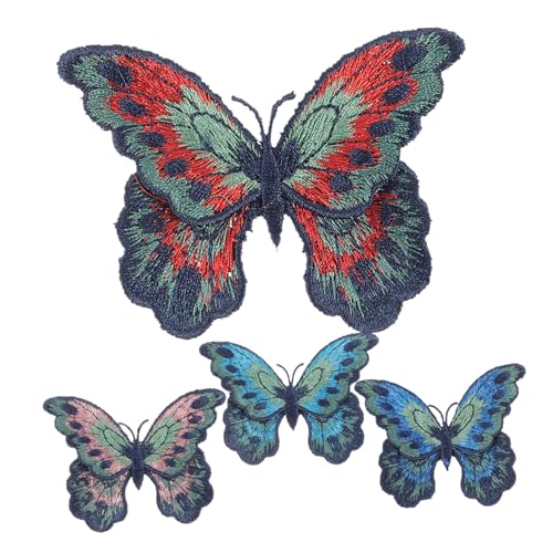ARTIBETTER 4 Stück Teiliges Schmetterling Aufnäher zum Aufbügeln Bestickte Jeans Patches Farbige Applikationen für Kleidung Schuhe Rucksäcke Einfaches Nähen DIY Dekoration von Artibetter