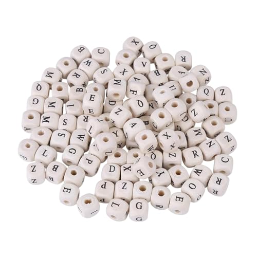 ARTIBETTER 400 Stück Holzperlen englischen Alphabets Lose Alphabetperlen aus Holz Halskettenwürfelperlen Alphabetwürfel Perlen Schlüsselanhänger Alphabet Perlen Holz hölzern von Artibetter