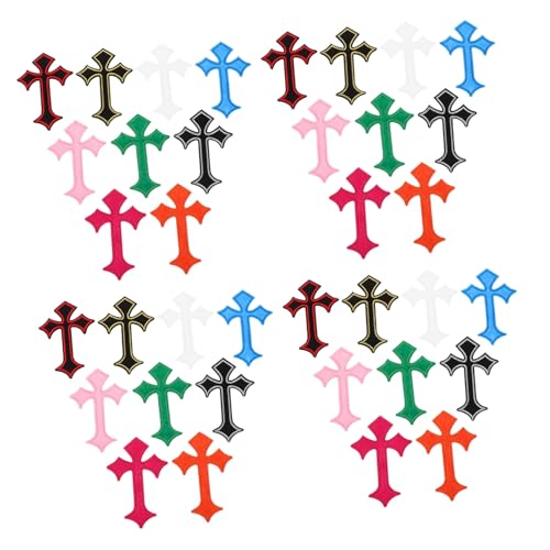 ARTIBETTER 45 Stück Gestickte Stoff aufkleber Cross -Accessoires nähen Kleidungskreuz -Applikationen kreuz zubehör selber machen Applikationen nähen Jeans überqueren Flecken Polyester von Artibetter